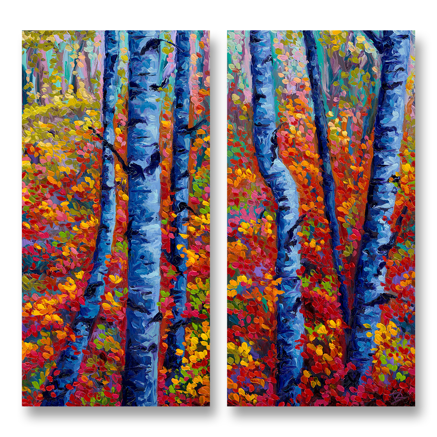 Aspens in Autumn | 24 x 24" Diptych