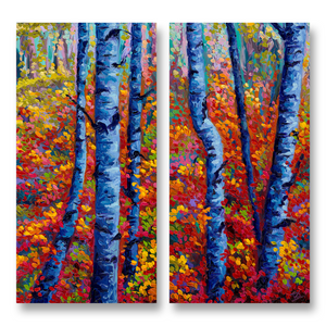 Aspens in Autumn | Diptych Canvas Print