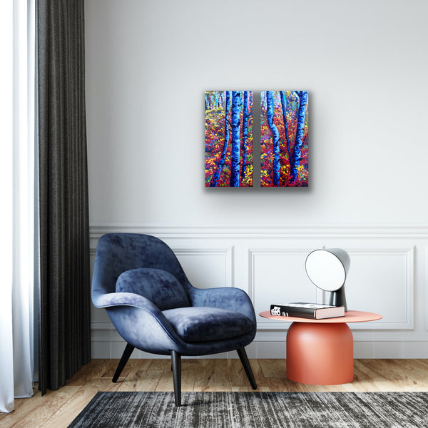 Aspens in Autumn | 24 x 24" Diptych