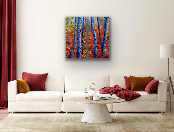 Aspens in Autumn | Diptych Canvas Print