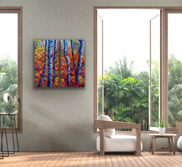 Aspens in Autumn | Diptych Canvas Print